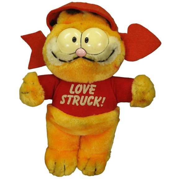 Vintage 1981 Dakin 8" Plush Garfield "Love Struck" Window Cling Heart Arrow - Picture 1 of 7